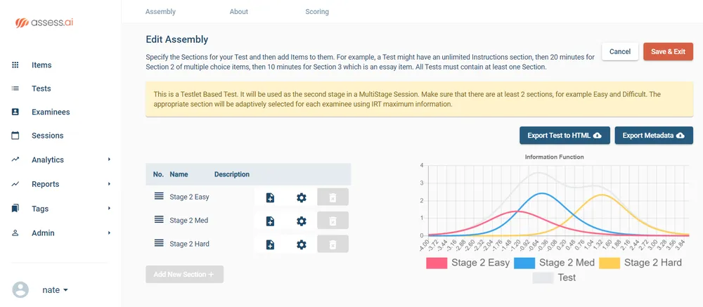 Multistage testing in Assess.ai