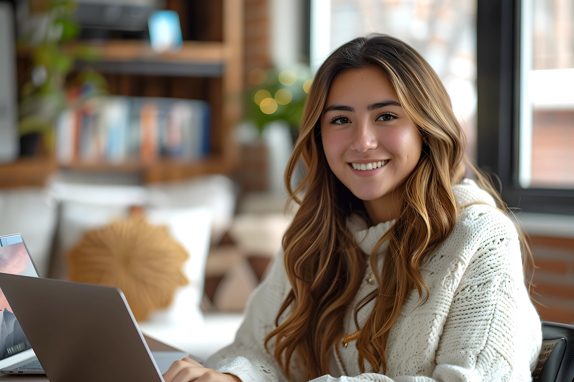 Woman smiling with laptop 2 Woman smiling with laptop 2